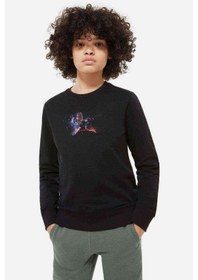 Resim Sao Anime Baskılı Unisex Çocuk Siyah Sweatshirt Siyah 