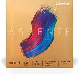 Resim D'Addario A312 4/4M Ascente Tek Keman La (A) Teli | Hassas Enstrüman Duyarlılığı Alüminyum Sarımlı Yumuşak Tuşe ve Dengeli Rezonans 
