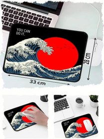 Resim Dalga Kırmızı Ay Tasarımlı 33x28 Cm Mousepad Kaymaz Taban Rahat Konforlu Mouse Pad 