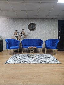 Resim ZAFİR Gold Kaplama Tel Ayak Papatya Çay Seti Koltuk Takımı , Balkon, Salon, Ofis, Cafe Koltuk Takımı 