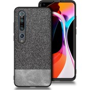 Resim Microcase Xiaomi Mi 10 Pro Fabrik Serisi Kumaş Ve Deri Desen Kılıf - Gri 