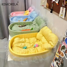 Resim KEMORELA Gazlı Kenarlı Kedi Prenses Kanepe Yatak - Lüks, Yıkanabilir ve Çıkarılabilir Tüm Mevsimler İçin Evcil Hayvan Matı, Kediler ve Köpekler için Yumuşak ve Rahat, Fırfır Detaylı Vintage Tarzı, Pembe, Mavi, Yeşil, Sarı Renklerde Mevcut, Evcil Hayvan Konfor Aksesuarı | Oyunbaz Kreş Dekoru 