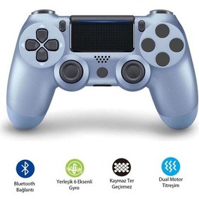 Resim Ps4-pc-android Box-android-ıos Telefon Tablet Uyumlu Titreşimli Bluetooth Oyun Kolu Titanyum 