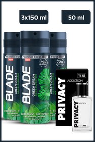 Resim Privacy Men Addiction Edt Erkek Parfüm 50 ml ve Blade Green Dream Deodorant 3x150 ml 