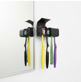 Resim Siyah Kendinden Yapışkanlı Hijyenik Diş Fırçası Asacağı Askılığı Askılık Diş Fırçalık Banyo Organizer 