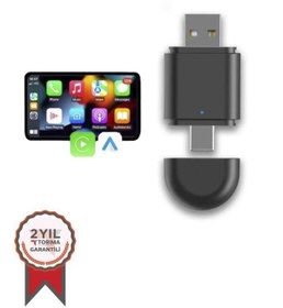 Resim Torima TORİMA TAB06 Mini 2in1 Kablosuz Carplay Usb ve Type-c Uyumlu Araç Multimedya Dönüştürücü Adaptörü 