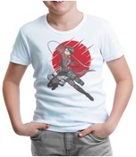 Resim Attack On Titan Levi - Red Moon Beyaz Çocuk Tshirt 