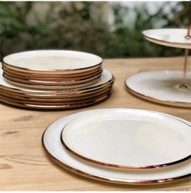 Resim Glore 21 Cm Solid Krem Pasta Tabağı 6 Lı Rose Gold 25025 Krem 