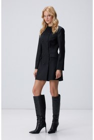 Resim Network Siyah Blazer Mini Yün Elbise 