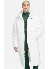 Resim Nike Sportswear Classic Puffer Therma-fıt Kapüşonlu Beyaz Kadın Mont Geniş Kalıp Fb7675133 001 