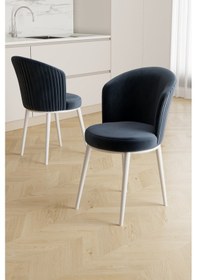 Resim Canisa Risa Serisi 1 Adet Antrasit Mutfak Sandalyesi Beyaz Metal Ayak 1.sınıf Babyface Kumaş Antrasit Sandalye Beyaz Ayak 