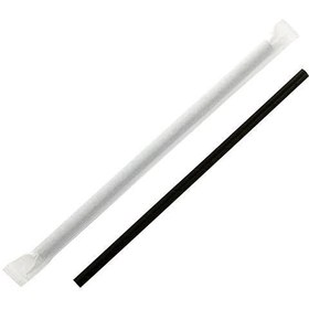 Resim 6mm Sargılı Siyah Kağıt Pipet - 20cm (5500 Adet/Koli) 