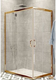 Resim Durul Duşakabin Kare Altın Profil Şeffaf 5 MM H:190 Şeffaf 