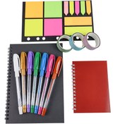 Resim Red Whiter Siyah Defter, 1 Beyaz Kalem, 1 Mini Defter, 3 Renk Bant, 6 Renkli Kalem, Renkli Not Kağıtları 