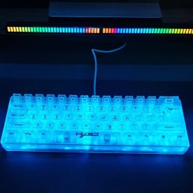 Resim HXSJ 61 Tuşlu Oyun Klavyesi, RGB Aydınlatma ile Tam Şeffaf Arka Aydınlatma, USB-C Tipi C Bağlantı, Film Malzeme, Windows PC, Mac, Ofis ve Oyunlar için - USB Gücüyle Çalışır, Pil Gerektirmez, Doğum Günleri, Paskalya ve Başkanlar Günü için İdeal Hediye 