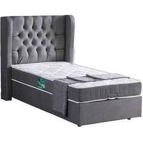 Resim Setaymobilya Baza, Riga Tek Kişilik Baza + Başlık + Comfort Yatak, Gri 