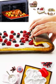 Resim Pratik Silikon Rulo Pasta Pişirme Kalıbı Ve Matı | Yanmaz Yapışmaz Rulo Kek Fırın Pişirme Matı 25×30 