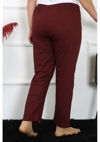 Resim Akbeniz Kadın Pamuklu Büyük Beden Alt Pijama 27498 Bordo 