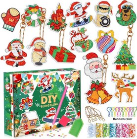 Resim Shineyee El Yapımı 5d Pırlanta Anahtarlık Seti - Noel Ağacı Çanta Aksesuarı 15 Parça Çok Renkli 