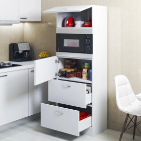 Resim Bicabin Mikrodalga Fırın Bölmeli Çekmeceli Çok Amaçlı Mutfak Dolabı -Beyaz 