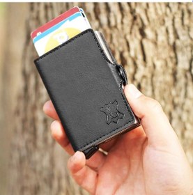 Resim Lederax Çift Mekanizmalı Deri Erkek Kartlık Cüzdan Siyah 