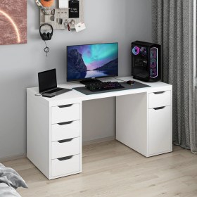 Resim Alen 150 cm 5 Çekmeceli Dolaplı Çalışma & Oyuncu Masası - Beyaz 