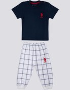 Resim U.S. Polo Assn. Square Pattern Lacivert Bebek Tshirt Takım 