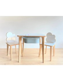 Resim Asrimo Montessori Tasarımlı Çocuk Aktivite Masa Sandalye Takımı MDF Malzemeden Ceviz Renkli Çekmeceli 