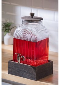 Resim Acar Dominic Ahşap Standlı Cam Sebil - 6 Lt Şeffaf 