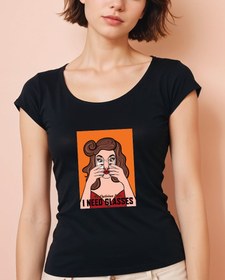 Resim I Need Glasses Geniş Yaka Tişört 