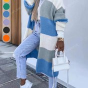 Resim Kadınlar İçin Şık Çizgili Kazak Hırka 