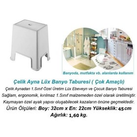 Resim Geseus Banyo Taburesi Büyük Boy Çok Amaçlı Tabure Açık Gri-481 