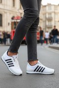 Resim Dark Heel Erkek Beyaz Siyah Günlük Bağcıklı Sneaker Casual Rahat Yumuşak Tabanlı Konforlu Şık Spor Ayakkabı 