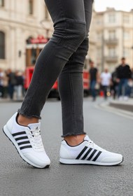 Resim Dark Heel Erkek Beyaz Siyah Günlük Bağcıklı Sneaker Casual Rahat Yumuşak Tabanlı Konforlu Şık Spor Ayakkabı 