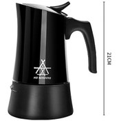 Resim Bloomnest Açık Hava Kampı İçin Paslanmaz Çelik Moka Pot Espresso Makinesi İtalyan Kahve Makinesi Siyah Siyah 