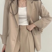Resim Kadınlar için Hafif Gri, Orta Uzunluklu, Polyester, Düğmeli Yaka Detaylı, Bahar/Yaz/Sonbahar için Mükemmel, Rahat Kıyafet|Zarif Formal Kıyafet|Polyester Kumaş 