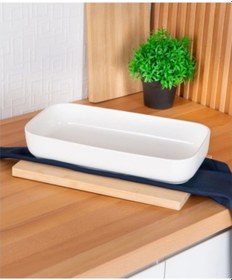 Resim Acar Sct5408 Pure Porselen Dikdörtgen Sunum Tabağı 35.5 Cm 