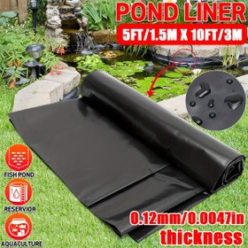 Resim 1 adet Havuz Lineri 5ft x 10ft - Siyah 0.12mm Kalınlığında Sızdırmaz Plastik Membran Balık Havuzları, Şelaleler, Koi Havuzları ve Akvaryum Barajları için - Dayanıklı ve Kolay Kurulum, Havuz Lineri, Şelale Lineri, Pürüzsüz Yüzey Lineri, Esnek Liner 