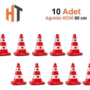 Resim Hayat Trafik Ultra Kedi Gözlü Trafik Konisi Ağırlıklı 60 cm Trafik Dubası-10 Adet 