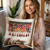 Resim 1 adet Bohem Tassel Duvar Asılı Dekor, Polyester Dokuma Fermuar Kapanışı, Renkli Yastık Kılıfı, Ev/Ofis için Modern Tarz - A25322D-1579-W, Ev Aksesuarı | Canlı Duvar Dekoru | Dokulu Kumaş, Boho Şık Dekor 