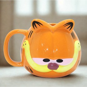 Resim Garfield 3d Karakter Tasarımlı Porselen Kupa Bardak Dekoratif Kedi Kupa Turuncu 