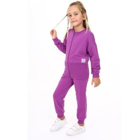Resim Toontoy Kids Toontoy Kız Çocuk Armalı Eşofman Takım Mor 