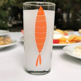Resim The Lucid Lab Orange Fish / Turuncu Balık Baskılı Paşabahçe Rakı Kadehi - 6 Adet 
