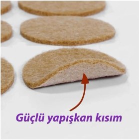 Resim Yapışkanlı Yuvarlak Keçe Masa Sandalye Parke Zemin Ayak Koruyucu Kaydırmaz 20 mm Keçesi (50'li Paket 