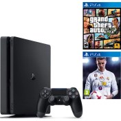 Resim Sony Ps4 Slim 1 Tb Oyun Konsolu + Ps4 Gta 5 + Ps4 Fifa 18 (İthalatçı Garantili) 