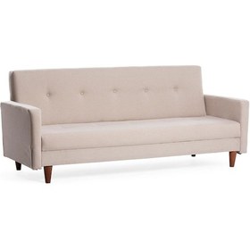 Resim Pafu Hiko Üçlü Yataklı Koltuk - Krem Keten Krem 