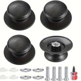 Resim 4'ü 1 Arada Tencere Kapağı Kolu Seti, Tencere Kapağı Tutacağı, Evrensel, Pan Kapağı Kapak Düğmeleri, Mutfak Gereçleri Kolları, Tencere Kapakları İçin, Yedek Kollar, Kasserole 