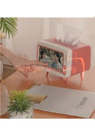 Resim Tv Şeklinde Retro Telefonluk Peçetelik Hediyelik Telefon Aksesuarları Renk Kırmızı Pembe 