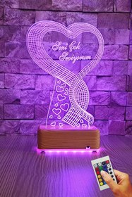Resim Vipyol Kalp Tasarım 3d Led Gece Masa Lambası 