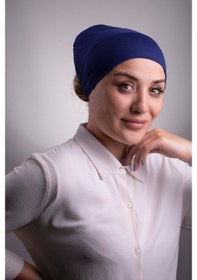 Resim Halven Lacivert Arkadan Bağlamalı Iç Bone Viskon Kumaş Kaymaz Silikonlu Lacivert 